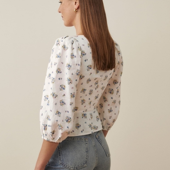 Reformation Barrett Linen Top in Blaire size 8 NWT - Picture 3 of 11